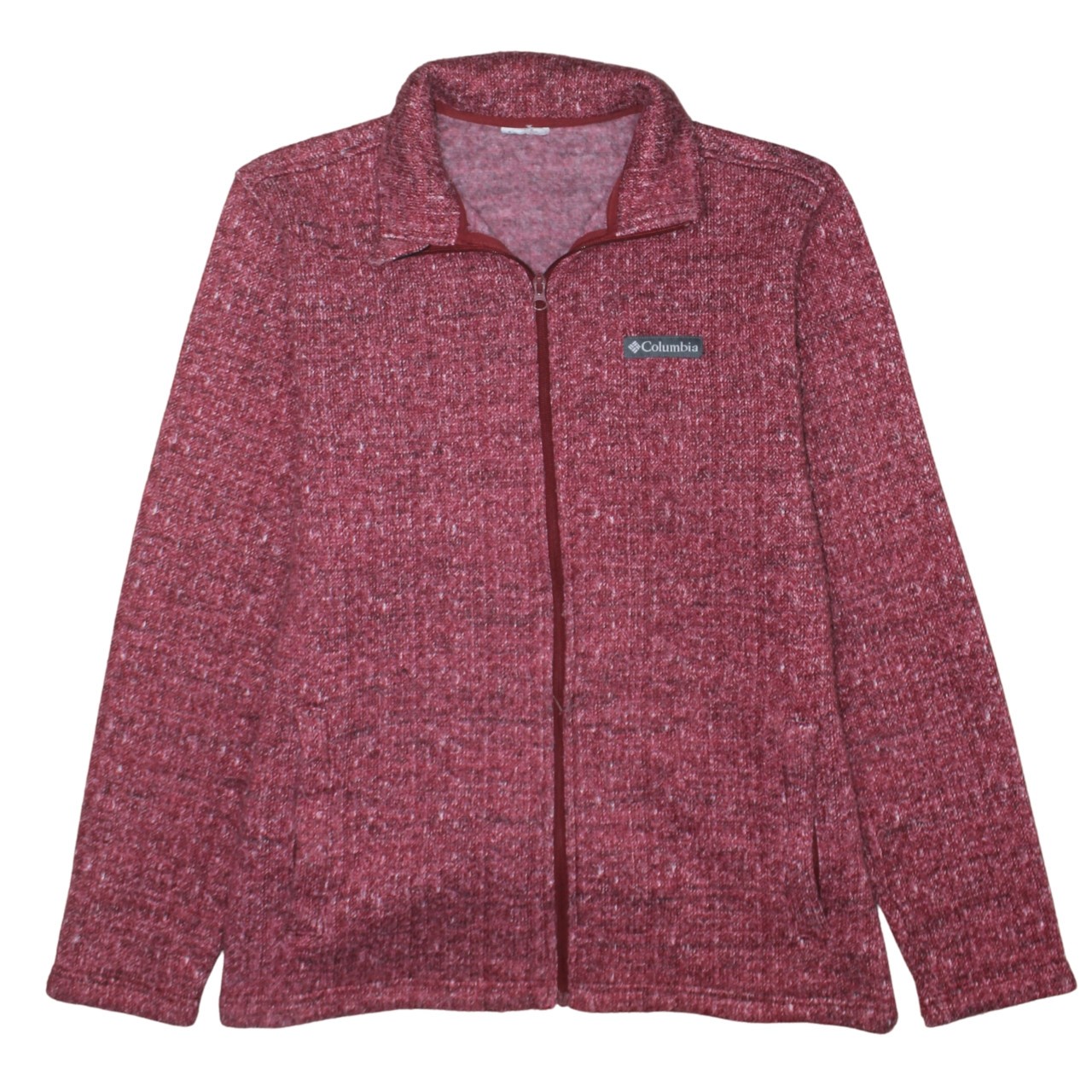 Columbia Mens Fleece Jacket Burgundy Red Full Zip Pockets Embroidered Logo M
