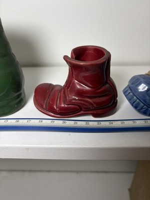 Vintage Posten 3 verschiedene Keramik Sammlerstücke Miniatur Schuh Pflanzgefäße Aschenbecher Stiefel