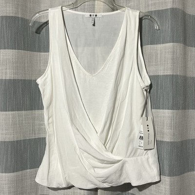 Three Dots Womens White Layered Stretch Pullover Crossover Tank Top Small NWT