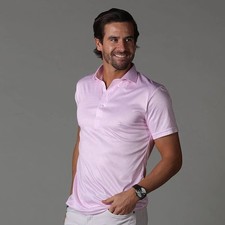 Collars and Co Polo Shirt Mens M Pink Gingham Plaid Dress Collar Golf Preppy NEW