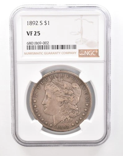 1892-S Morgan Silver Dollar VF25 NGC Nice Tone *2837