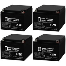 Mighty Max ML26-12 12V, 26Ah, SLA, Battery Compatible with RPS PM24-12 - 4 Pack