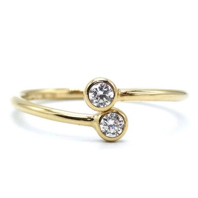Tiffany & Co. Elsa Peretti Hoop Ring 2P Diamond US 4.75 K18 YG    848261