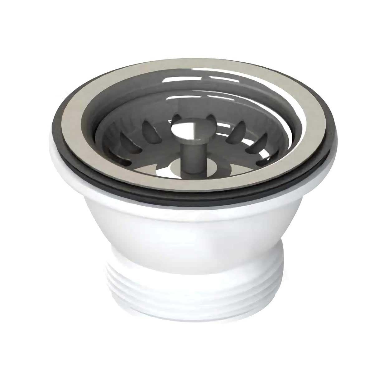 B&Q - Chrome Sink Mini Stainless Steel Basket Strainer 56-60mm Hole Waste Kit - Image 2