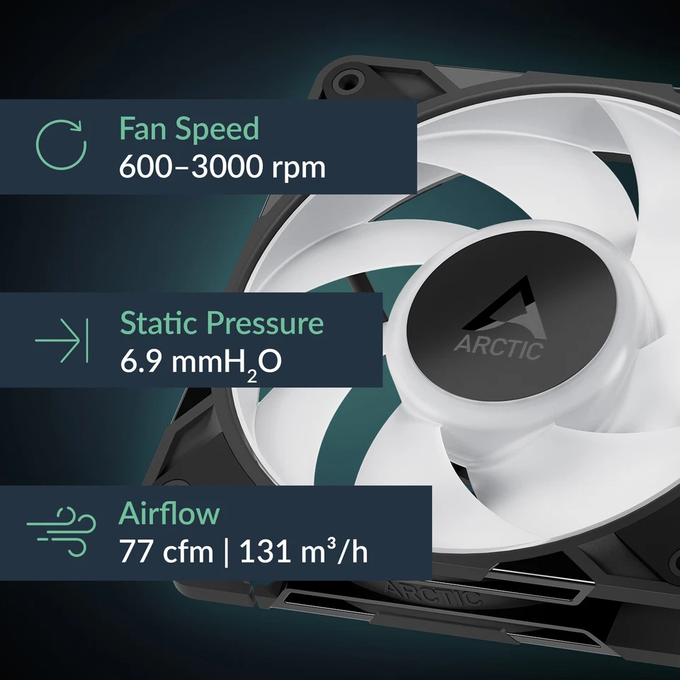 ARCTIC P12 Pro PST A-RGB (3 Pack) Fan 120 mm PWM PC Case Silent - Image 2 of 4