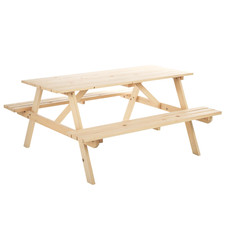 Outsunny 5.8FT Outdoor Wooden Picnic Table Bench Garden Patio Pub Chair 6 Seats