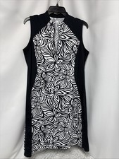 Tail Dress Womens L Black White Floral Mock Neck Sleeveless Stretch Sporty Golf