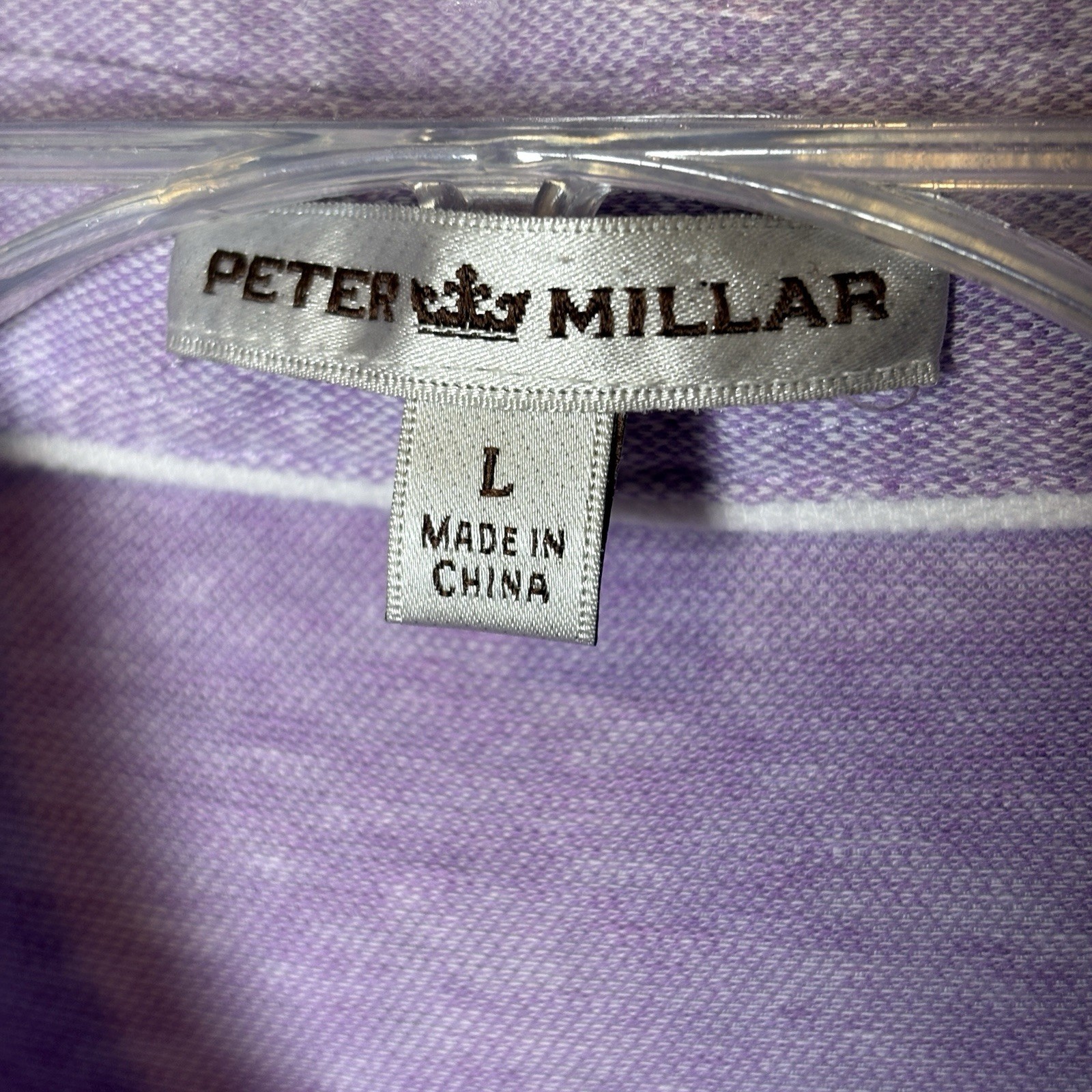 Peter Millar Polo Golf Shirt Cotton Linen Blend Men’s Large L Heathered Purple image 7