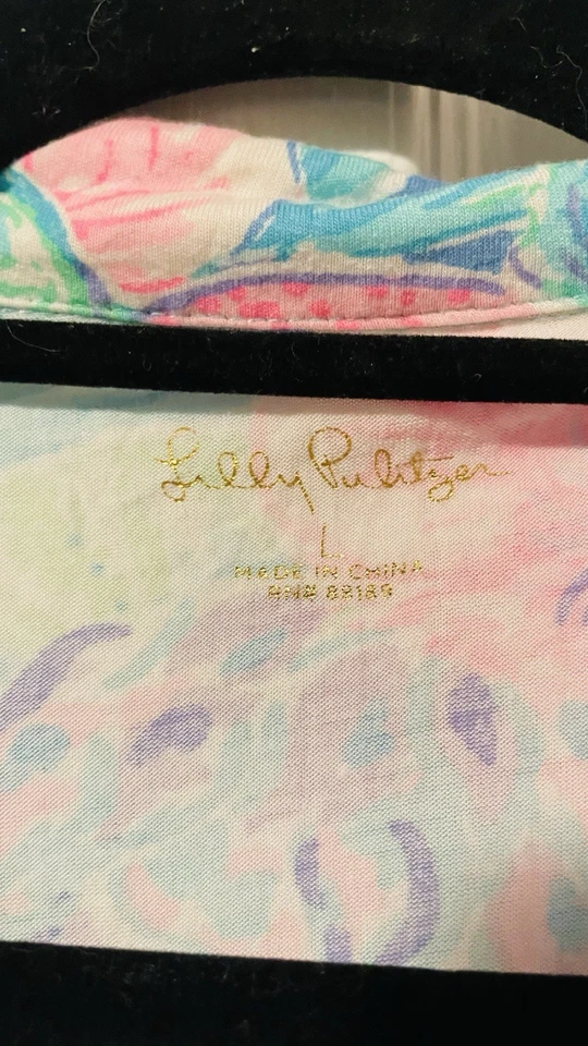 Lilly Pulitzer PJ Knit Pajama Pant L Pink Blue Floral Cozy Loungewear Sleepwear - Image 4 of 4