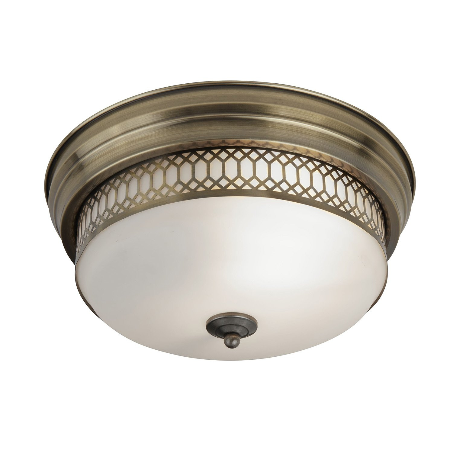 Plafoniera Edimburgo Design Contemporaneo Ottone e Vetro Bianco E27
