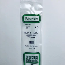 Evergreen 217 Styrene Plastic Rod & Tube Assortment 14" (7)