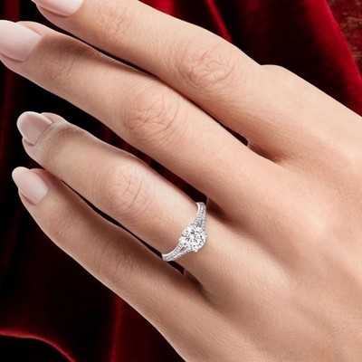 Eleganter 14 Karat Gold Diamant Ring Lab Grown Rund 1,5 Karat E F VVS CVD...