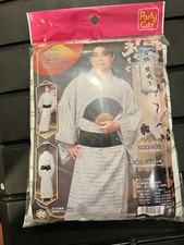 Party City Men's White Polyester Woven Kimono with Obi Belt
