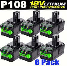 6x For RYOBI P108 + 8.0Ah 18V Plus High Capac...