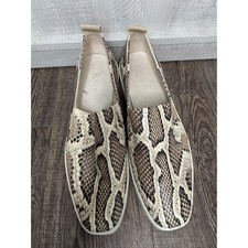 Vince Blair Snake Embossed Leather Platform Slip On Sneakers Tan Black Women 7.5