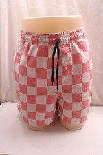 Blue Touch Surf Designs VTG 80s Beach Swim Surf Shorts All Over Pink Check S