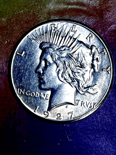 1927 P  PEACE DOLLAR  BEAUTIFUL BLAZING CH BU