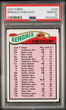 1977 TOPPS #205 CINCINNATI BENGALS CHECKLIST PSA 10