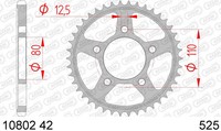 Kettenrad Stahl 42-ZäHne 525-Teilung FüR Honda CRF 1000 LA Africa Twin ABS 17-18