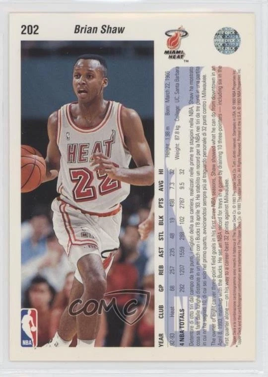 1992-93 Upper Deck International Italian Brian Shaw #202 - Image 2 of 2