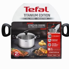 Tefal Titanium Editon 24cm Stewpot With Lid All Hobs + Induction 