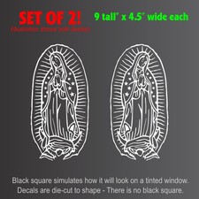 Virgin Mary Guadalupe Setof2 Decals Stickers 4.5"x9" 
