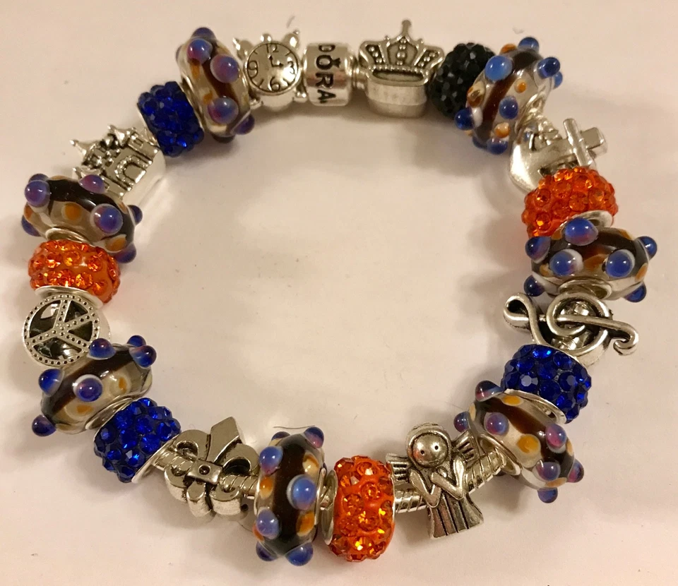 ❤️Pandora CHARM BEADS BRACELET Sterling Silver Chain Red & Blue European Beads❤️ - Image 4 of 4