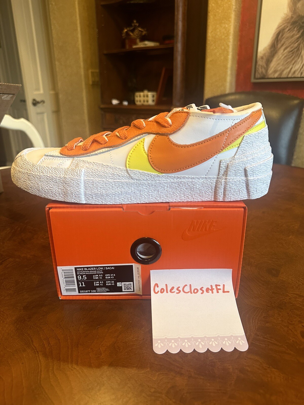 SACAI X NIKE NIKE x SACAI BLAZER ARANCIONE BASSO MAGMA DA UOMO TAGLIA 9 5 SPEDIZIONE IN GIORNO STESSO