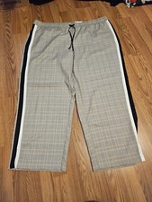 NINE WEST, WOMEN'S NEW BLK/MUS/OLIVE GREEN POLY BL WIDE LEG PLAID PANTS, SIZE 2X