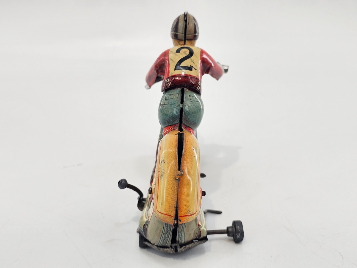 1960s Technofix G.E. 255 Motorcycle Tin Toy Metal Wind Up Toy no