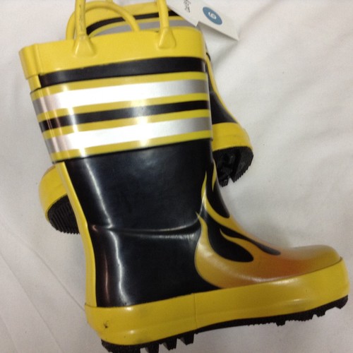 Toddler Boys Phoenix Rain Boots Black/Yellow Size 6 By Cat & Jack - Picture 4 of 11