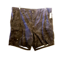 Mens Board Swim Trunk Cargo Pockets At The Knee UPF 50 Quick Dry Black Camo NEW
