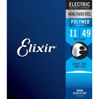 Elixir 12100 Polyweb Medium Saiten für E-Gitarre 011 - 0,049 Rostschutz