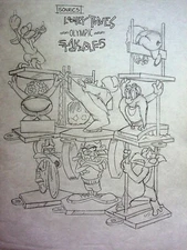 LOONEY TUNES Olympic Stackables 1996 Sonrics Concept Hand Drawn Toy Concept Art