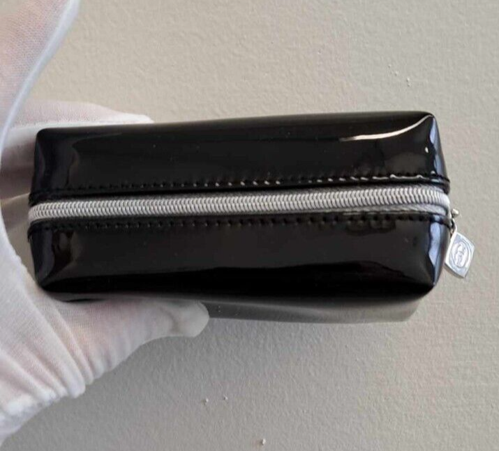 CHANEL ROUGE COCO BLOOM Black Patent Makeup Bag Clutch Mini Pouch VIP