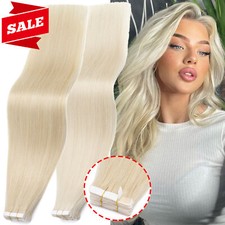 Thick 200g Tape In Remy Human Hair Extensions Skin Weft 80pcs FULL HEAD BLONDE S