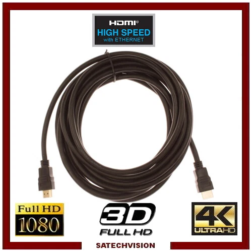 Cordon câble HDMI mâle / mâle connecteur plaqué Or 5 m Full HD 3D Ultra HD - Photo 1/1