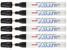 Uni-Paint 63601 PX-20 Oil-Based Permanent Marker, Medium Line, Black, 6-Pack