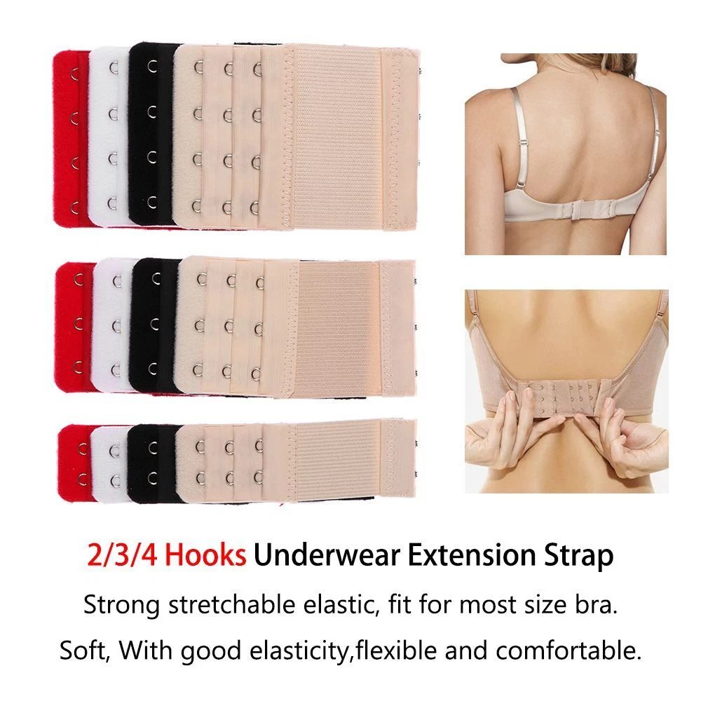 5Pcs Bra Extenders Underwear Strap Clasp Extension 3 Rows 3 Hooks Ladies Bra  Adjustable Belt Buckle 