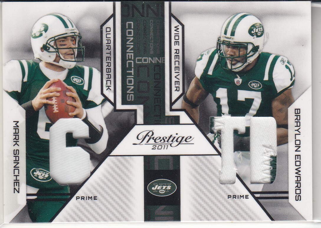 SANCHEZ/EDWARDS 2011 Panini Prestige Connections Materials Prime #73 4/50 Jets