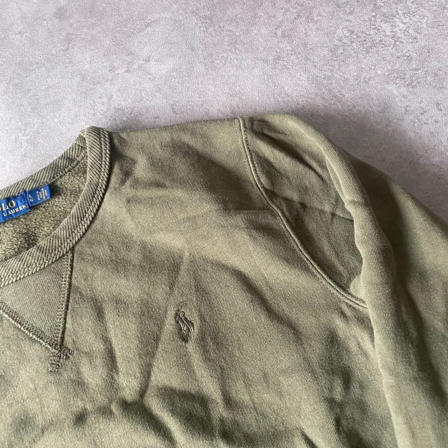 Ralph Lauren Polo Felpa Bambini Grande Pony Girocollo Y2K Maglione Verde