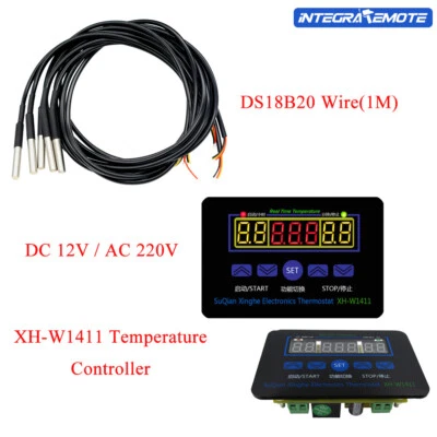 MARKENLOS XH-W1411 Digital LED Temperature Controller DC 12V / AC 220V + 1M DS18B20 Wire