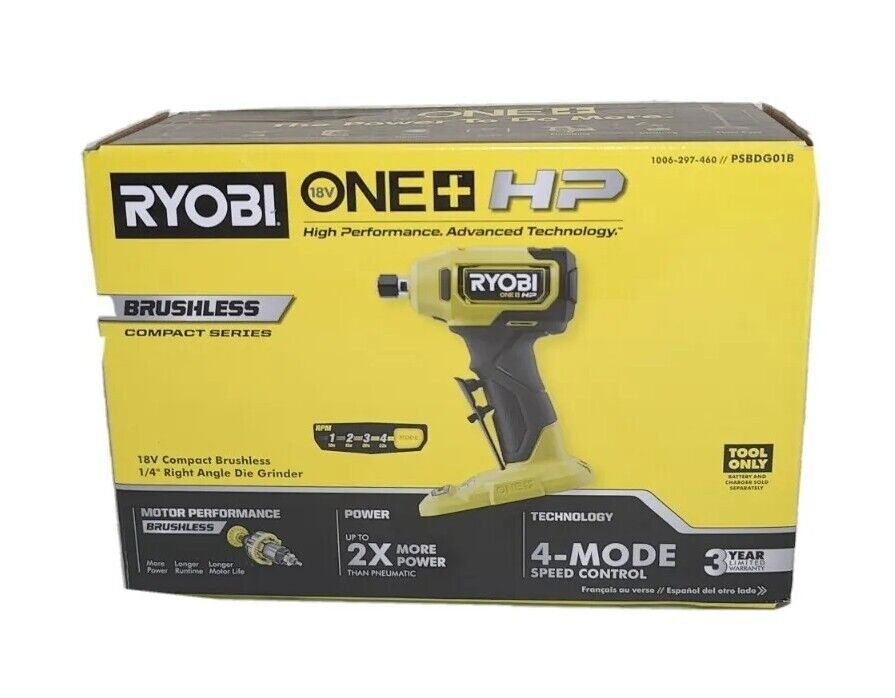 RYOBI PSBDG01B 1/4 in. Die Grinder Right Angle 18V Cordless RYOBI PSBDG01B 1/4 in. Die Grinder Right Angle 18V Cordless