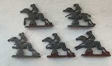 Vintage Cast Metal Lead Toy Native American Indians on Horses Set of 5