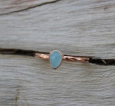 18K Roségold Beschichteter Aqua Chalcedon Edelstein 925 Sterlingsilber Damenring