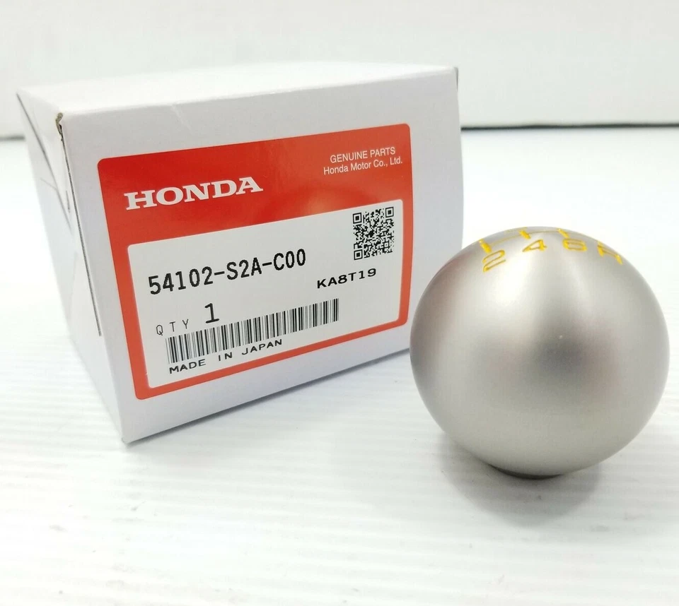 Original OEM Honda Acura 54102-S2A-C00 plata seis velocidades perilla de cambio letras amarillas Foto 4 de 4