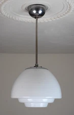 ART DECO Hand-Blown Opaline Glass Pendant Lamp Vintage Swedish 20s 30s 1950s Era