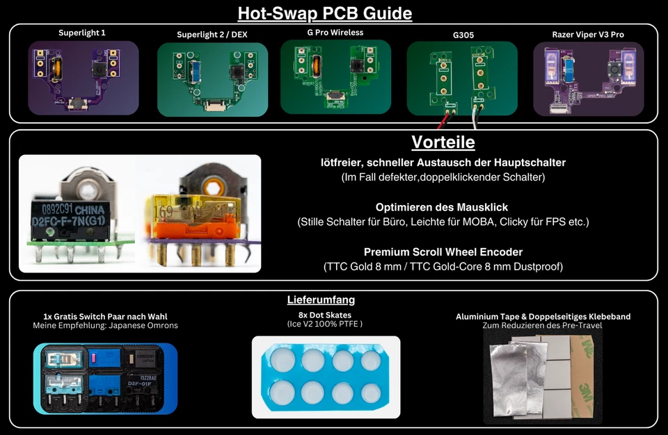 HotSwap PCB Logitech G Pro X Superlight 1 2 DEX Double Click Spare Repair - Image 4 of 4