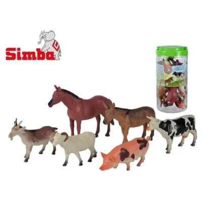 Simba FARM TIERE 11-18CM 6 St Bauernhof Set Ziege Kuh Esel Bock Pferd Schwein
