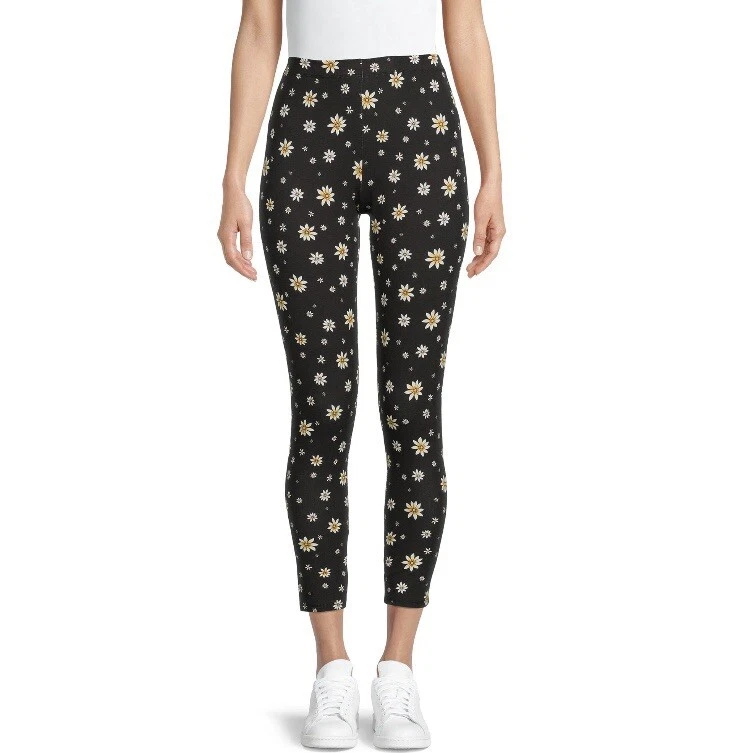 No Boundaries Juniors Ankle Leggings Daisy Black